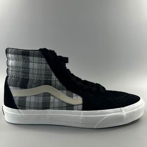 Vans Sk8-Hi Plaid Men Size 9 Black White Skate Shoes NEW
